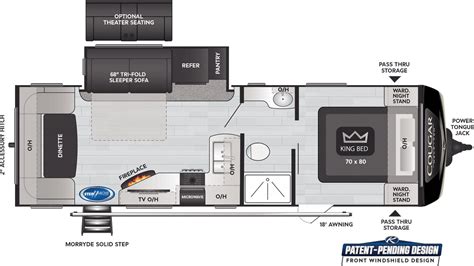 Cougar rv floor plans - Luxury Travel Trailers. No recommended Floorplans found. Look inside the 29RLSWE Cougar Half-Ton and review the specifications, standards and options that come with this model Luxury Travel Trailers. See MSRP and 360 degree layouts.